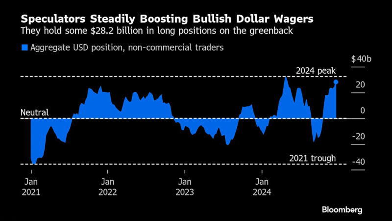 投机机构的美元多头头寸升至282亿美元